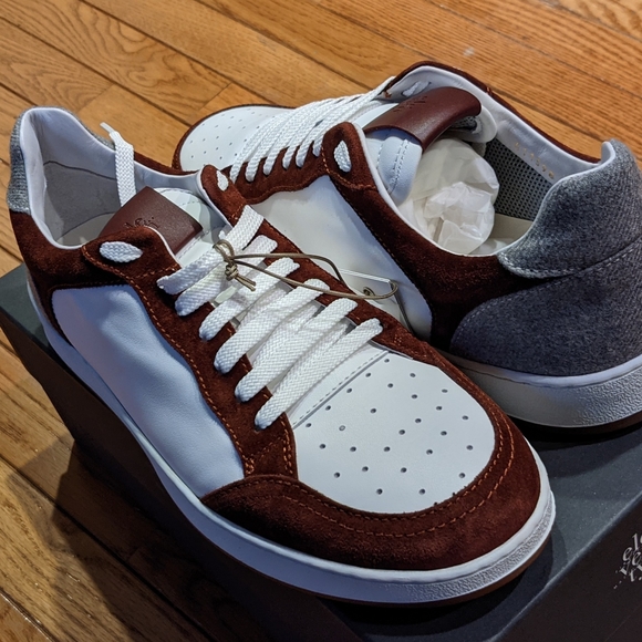 Eleventy Leather Sneaker with Suede Contrast Men's Shoes Bordeaux : 43 (US Men's Size 10) M